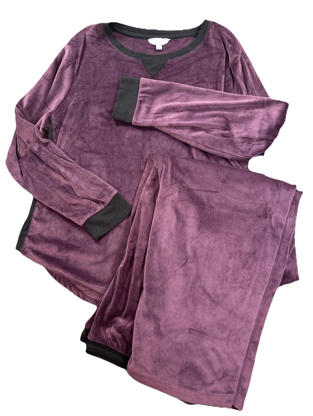 Secret Treasure Szie XL Top 2XL Pants Purple Long Sleeve Velour Pajamas Lounge